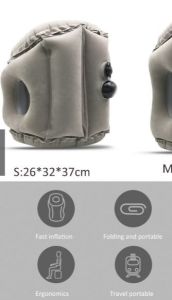 New Press Design Flocking PVC Neck Head Chin Support Cushion Travel Inflatable Pillow for Car Airplane Train Office Nap