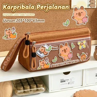 Romantic Planet Tempat Pensil Kapibara Imut Kapasitas Luas Berfungsi Ganda Bahan Tahan Lama Estetika Sarung Alat Tulis Untuk Pelajar Sekolah Kantor