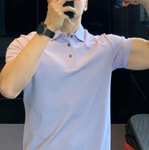 Ice Silk High Elastic Seamless T-Shirt MALE Thin Polo Shirt Solid Color Polo Collar Short Sleeve Brown Top Business Leisure