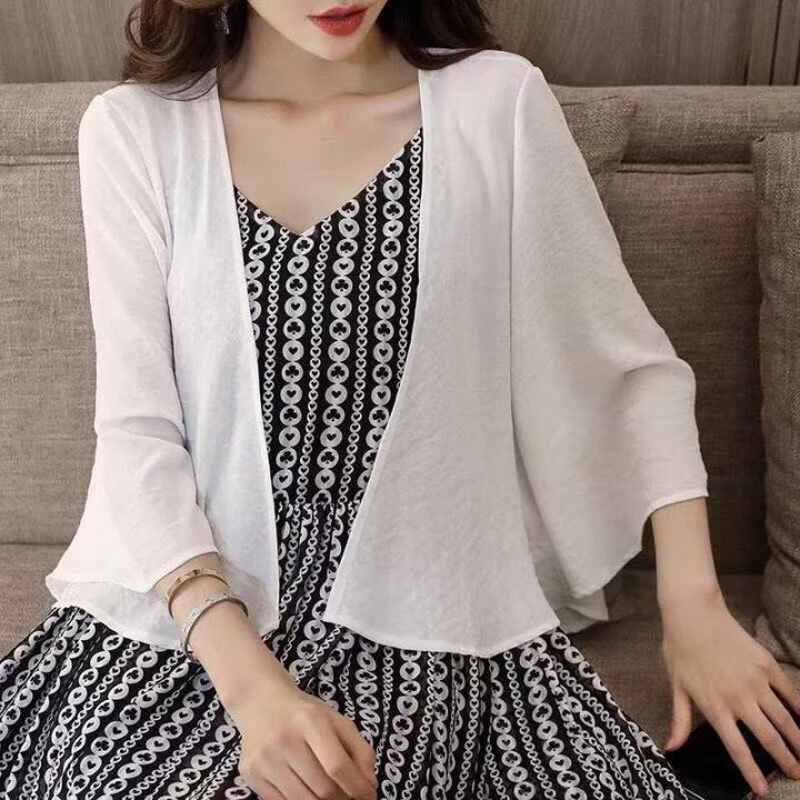 Korean Solid Transparent Chiffon Cardigan Sun Protection Clothing