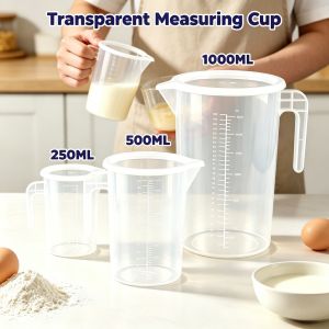 Multi-Capacity Plastic Measuring Pitcher Clear Measuring Cup with Handle