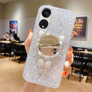 เคส OPPO Reno8 T 5G Reno8T เลื่อมมันเงา ซิลิโคนนิ่ม เคสโทรศัพท์ oppo Reno 8 T 5G Reno 8T เคสมือถือ พร้อมกระจกดีไซน์แมวสุดน่ารัก