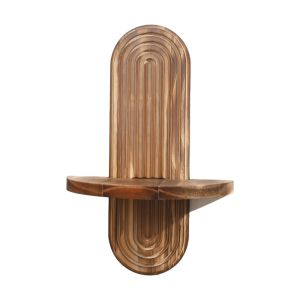 MMLUCK Geometric Wooden Wall Shelves Natural Oval Threaded Arched Floating Shelf Practical Vintage Boho Style Rack Room