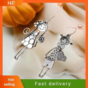 HB Creative Retro Minimalist Couple Character Metal Pendant Earrings For Womens Daily Minimalist Earrings