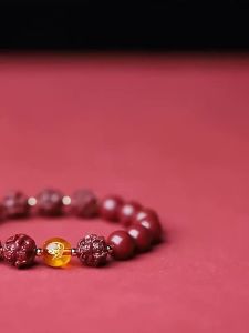 Natural Genuine Cinnabar Three-in-One Bracelet Zodiac year bracelet with beads for the six zodiac signs: pig rabbit sheep tiger horse dog dragon and chicken .AutoMaxion