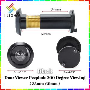 Door Viewer Peephole With Cover 35mm-60mm Silver/Gold/Black HD Optical Lens 200 Degree Viewing Safe Adjustable