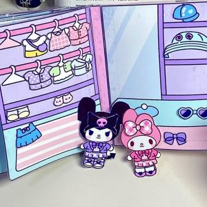 DIY Toy Book Childrens Gift Cartoon Kuromi Melody Creative Quiet Book Decompression Toy Book Semi-Finished Product Changing Material Package