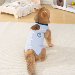 OUTOPEN Soft Cat Sterilization Suit Thin Fabric High Elasticity Cat Recovery Clothing Pet Supplies Breathable Cat Jumpsuit Daily Wear