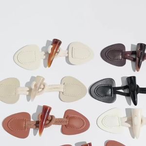 xpkQ Trendy Vintage Horn Buckle PU Leather Fastener Sew-On Horn Buttons Resin Bags Decoration Sewing Crafts Button for Coats Jackets Z5Q1T
