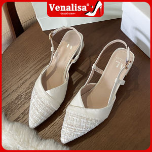 Venalisa leather Pointed sandals Womens high heels Chunky Office work School students 2 inches