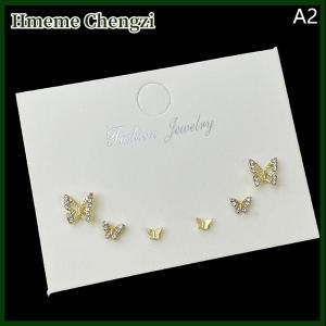 Hmeme 6Pcs set Simple Stud Earring Set For Women Butterfly Zircon Earrings Girl Party Wedding Engagement Jewelry Accessories