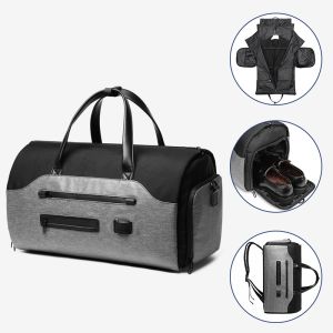 Ozuko Mens Foldable Duffel Bag Large Capacity Business Luggage Bag Travel Shoulder Backpack with Shoe Compartment