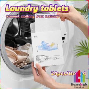 Homehub 24pcs Laundry Tablets Washing Powder Soap Color Protection Anti-Color Laundry Liquid Paper
