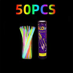 [SG Local] 100pcs Glow Stick Party Fluorescence Light Glow In The Dark Bracelet Necklace Neon Wedding Birthday Party Props Decor Kids Luminous Toys DIY Necklace Bracelets Neon
