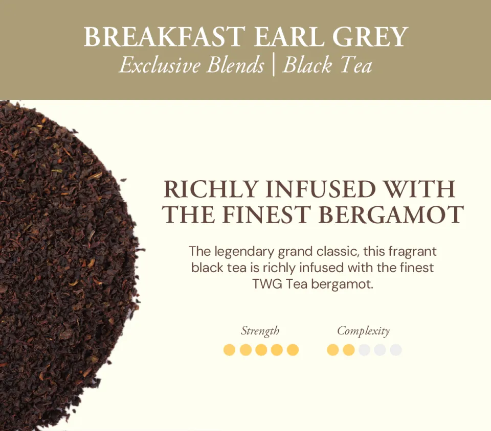 TWG Tea | Breakfast Earl Grey, Black Tea Blend in 15 Hand Sewn