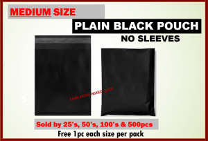 MEDIUM PLAIN BLACK Packaging Pouch NO SLEEVES  Set of 50 100 & 500pcs Courier Black Pouch (9.5x15.3in)