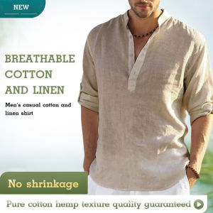 【Fast delivery】Mens Casual Cotton and Linen Shirt