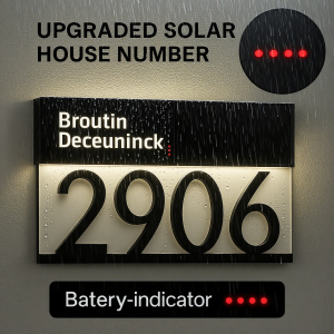 Personalized Custom Solar House Number Light Exterior LED Light House Plaque 3D Laser Cutting Street Family Name Door Sign Gift