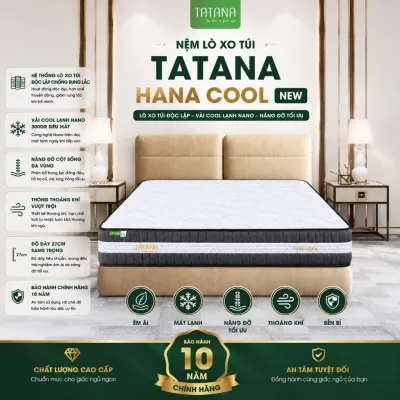 Nệm Lò Xo Túi TATANA Hana Cool New -Độ cao 27cm– Thoáng Mát & Êm Ái Tối Ưu