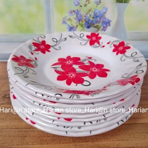 12 PCS PIRING MELAMIN TEBAL ULIR HUGICO 9 INCH MELAMIN MOTIF TERLARIS
