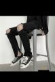 Quần Jean đen nam cao cấp, rách gối phối khoá kéo, Style trẻ trung, Năng Động, BOY cháy phố. 
