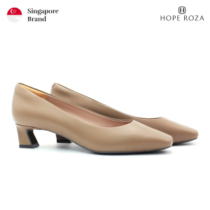 HOPE ROZA (ROSA) - DORISAY Women Square Toe Pump - Soft Leather Square Heel with Anti Slip Sole - Taupe