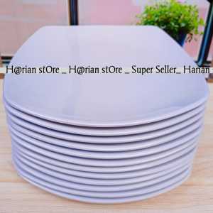 PAKET PIRING MELAMIN PRASMANAN JUMBO 12 PCS PIRING SAJI MAKAN KOTAK DTAAR 25 CM TEBAL TERLARIS