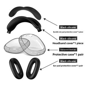 UTOPUS Bộ bốn món Vỏ đệm tai Silicon Thay thế Vỏ tai nghe Băng đô Hộp bảo vệ tai nghe Cho AirPods Max của Apple