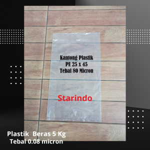 Plastik Beras ukuran 5kg Tebal 08 ukuran 25x45cm Per Kg