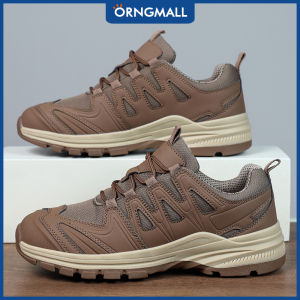 ORNGMALL รองเท้าผ้าใบกลางแจ้งสำหรับผู้ชาย รองเท้าเดินป่าที่น้ำหนักเบาและสวมใส่สบาย รองเท้าที่ระบายอากาศได้ดี ทนต่อการสวมใส่เล่นกีฬา ดูดซับเหงื่อ แห้งเร็ว ดูดซับแรงกระแทก