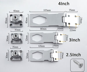 Keyed Hasp Lock Keyed Locking Hasp for Door Cabinet Keyed Alike Silver Tone 2 Pcs