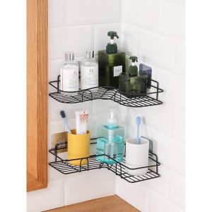 ชั้นวางเข้ามูม 2 สี ดำ/ขาว ชั้นวางเข้ามูม ที่วางของเข้ามูมสามเเหลียม ติดผนัง ไม่ต้องเจาะรู ชั้นวางเข้ามูม ในห้องน้ำ ชั้นวางเข้ามูม ในห้องครัว