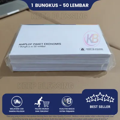 Amplop Putih 1 Bungkus (50 lbr) / Paket Murah Amplop Putih Dengan Lem / Amplop Idulfitri / Amplop Surat / Cod / Keep Blessing