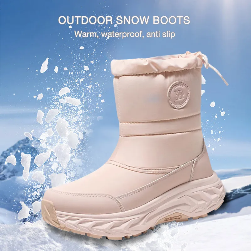 Camel Women's Waterproof Plus Velvet Snow Boots Thick Warm Non