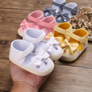 New Sweet Fashion Baby Shoes Solid Color/ Leopard Print Hollow Out Anti-slip Walking Shoes Footwear with Bowknot for Spring Fall 0-18 Months