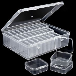 BESTOURO Plastic Clear Organizer Box With Small Storage Containers Large Capacity Point Diamond Storage Box Portable Dustproof Earrings Necklace Display Boxes Beads