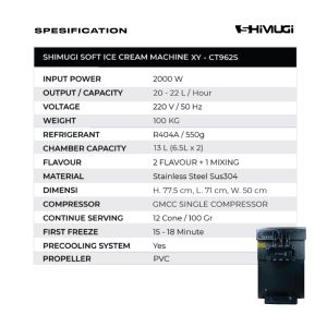Mesin Soft Ice Cream Machine Mesin Es Krim Soft Serve SHIMUGI Mutiara Gemilang