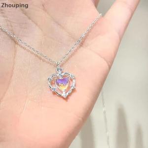 【ZP】 Flash Sale Cute Simple Moonstone Love Necklaces For Women Girls Light Luxury Temperament Fashion Pendant Necklace Wedding Party Jewelry Gift