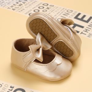 Princess Baby Shoes Bow-knot Cute Infant Toddler Soft Sole Shoes for Baby 1 Year Old White  Pink Gold Leather Shoes