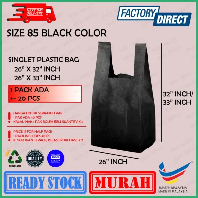 Singlet Plastic Bag (BLACK) / T-Shirt Bag / Beg Plastik Tangkai Hitam / Plastik Beg Quality Bagus