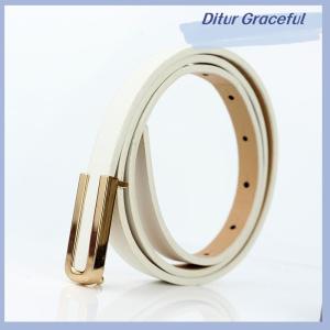 Ditur เข็มขัดคาดเอวสำหรับผู้หญิงเข็มขัดหนัง PU แบบมินิมอลแบบมีหัวเข็มขัด