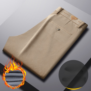 ผู้ชาย พลัสเวลเวทพีคคิง กางเกงลําลองทรงหลวมตรง ฤดูใบไม้ร่วงและฤดูหนาวกางเกงผู้ชายยืดหนา