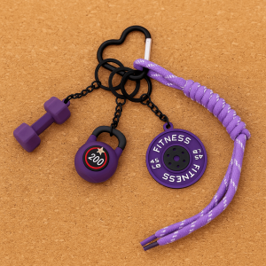 DUENDE Heart Buckle Barbell Plates Key Chain Bag Charm Kettle Bells Simulation Dumbbells Keyring Colorful Mini Fitness Series Pendant Fitness Prople