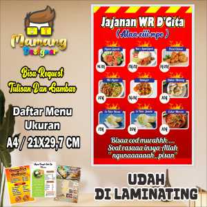 Cetak Poster Daftar Menu List Harga Makanan bb