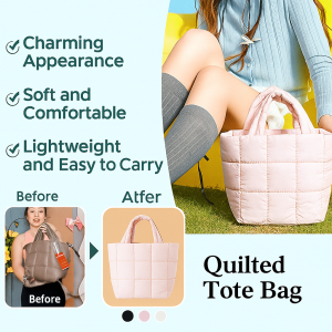 [Lightweight And Versatile] Quilted Crossbody Shoulder Bag Retro Lattice Cloud Shoulder Female Handbag Large Tote Nylon Women Handbags
