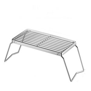 RUO R Foldable Foldable Camping Grill Rack Stainless Steel Corrosion Resistan Grill Burn-er Stand Multifunctional Folding BBQ Stove Stand Outdoor