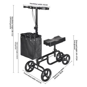 Four-Wheel Walker with Crutches for Fracture Recovery Mobility Aid for Disabled Ankle Injury Walking Cart