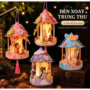 Đèn Lồng Trung Thu Mái Đình 22x21cm Có Đèn LED – PVC Tự Lắp Ráp Treo Trang Trí Phòng Lễ Tết