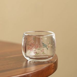 鸟语花香扳指杯家用品茗杯个人专用主人杯功夫茶具茶盏耐热喝茶杯