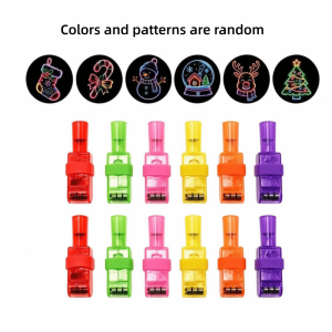 ERYRG 12 Piece Random Pattern Colors Halloween LED Finger Projector Light Glow in Dark Clear Patterns Glowing Ring Projector Light Unique Mini Projection Finger Lights Kids